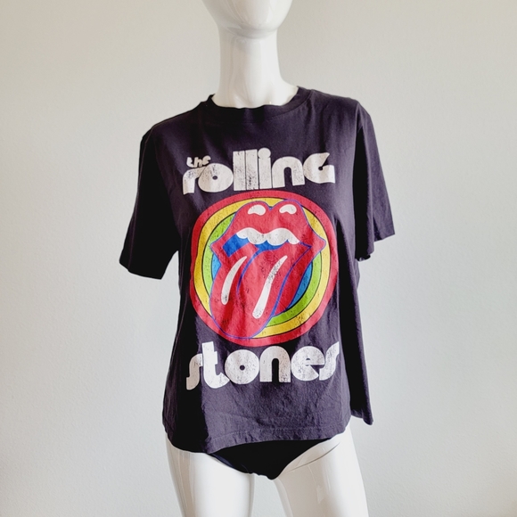 H&M Tops - H&M Boxy Short Sleeve Rolling Stones Rock n' Roll T-Shirt Sz M